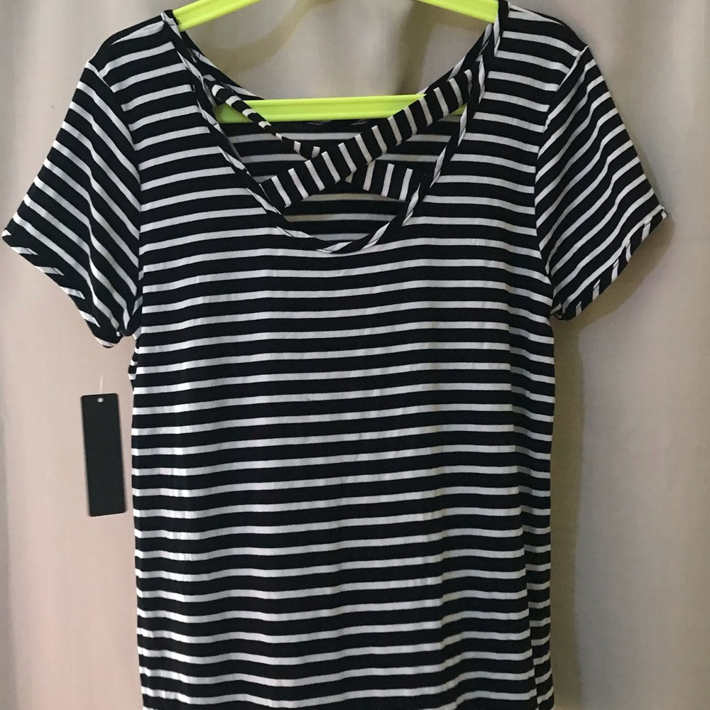Striped size large black and white shirt